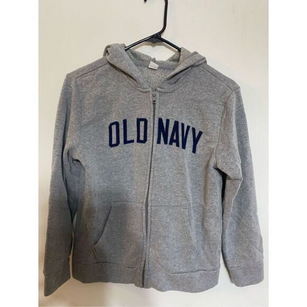 Boys grey zip up‎ old navy hooded sweatshirt size large
